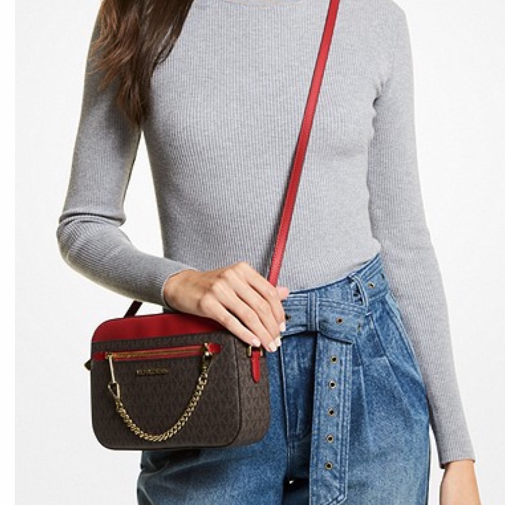 MICHAEL KORS
Jet Set Large Logo Crossbody Bag FLAME/BROWN MULTI NWT - Picture 16 of 16